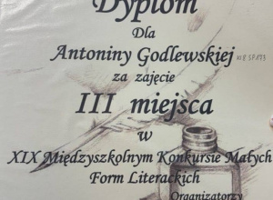 Sukces w XIX Międzyszkolnym Konkursie Małych Form Literackich