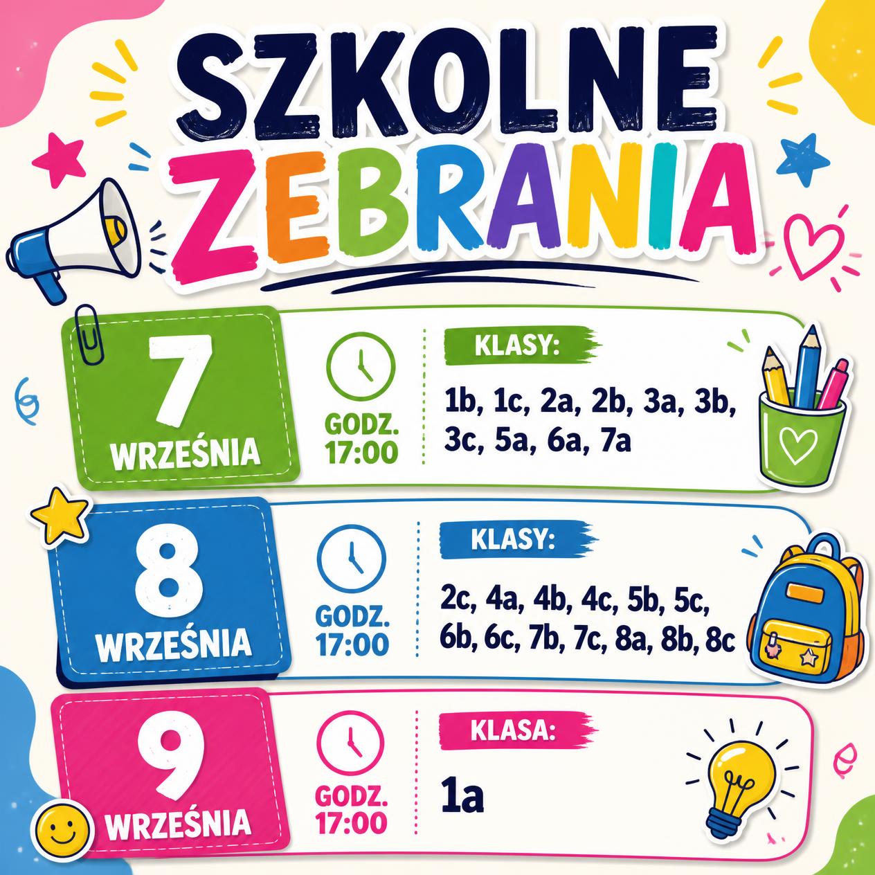 grafika przedstawiająca terminarz zebrań z rodzicami