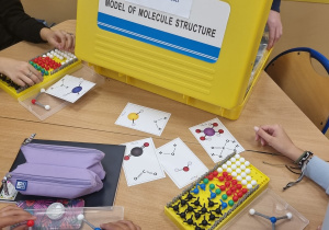 na zdjęciu elementy zestawu "Modele struktur molekularnych"