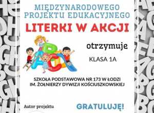 Zakończenie projektu "Literki w akcji" w klasie 1a