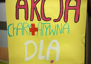 Na plakacie w kolorze zółtym znajduje się napis "Akcja dla Jasia"