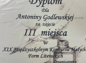 Sukces w XIX Międzyszkolnym Konkursie Małych Form Literackich