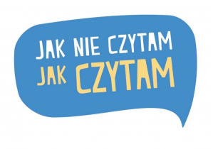 Na niebieskim tle znajduje się napis "Jak nie czytam jak czytam"