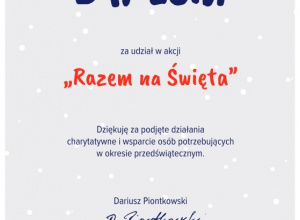 Podziękowanie od MEN za udział w akcji "Razem na Święta" Podziękowanie od MEN za udział w akcji "Razem na Święta"
