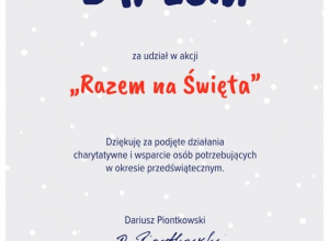 Podziękowanie od MEN za udział w akcji "Razem na Święta"