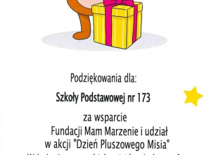 Podziękowanie od Fundacji Mam Marzenie Podziękowanie od Fundacji Mam Marzenie