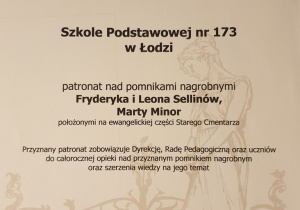patronat nad pomnikami nagrobnymi Fryderyka i Leona Sellinów, Marty Minor